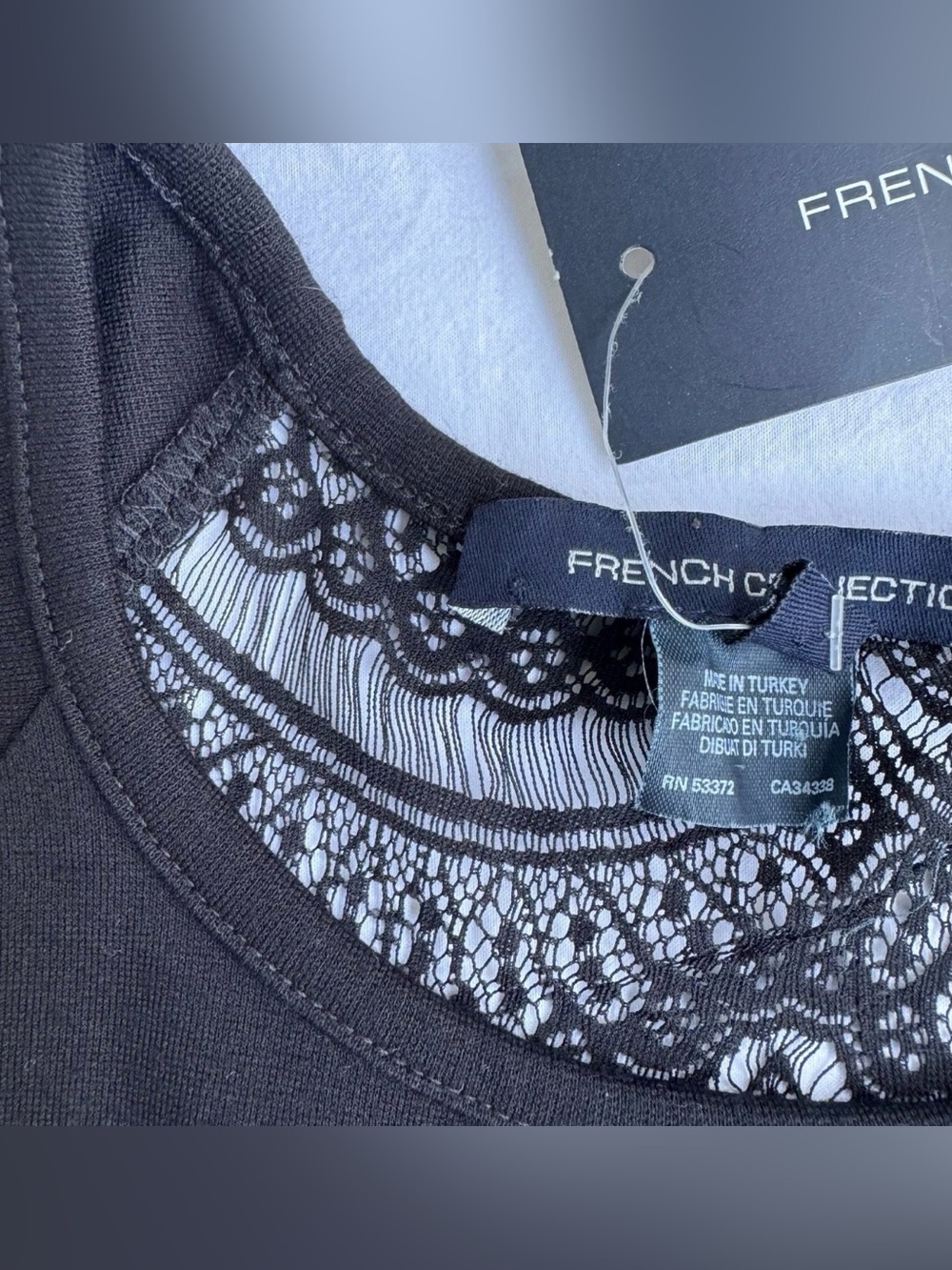 French Connection Women's Sleeveless Black Dress Size 2 Lace made in turkey NWT